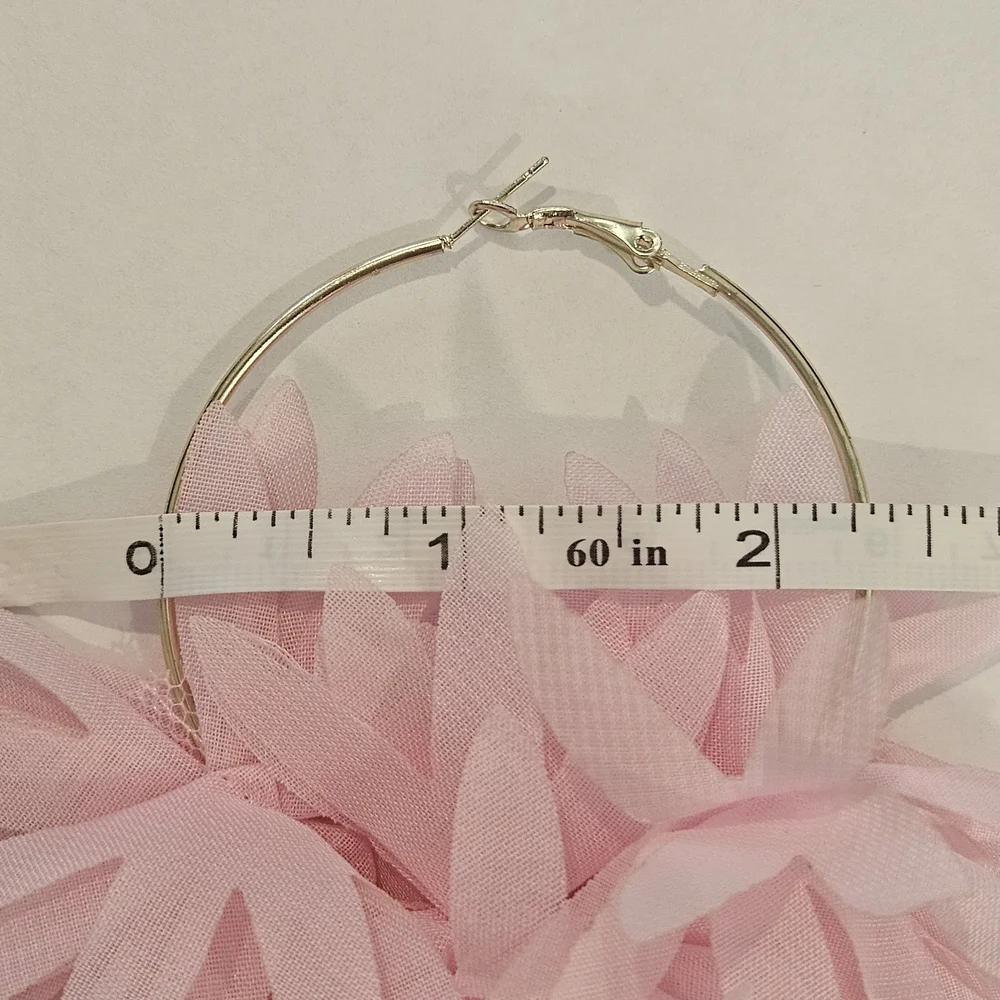 NEW Pink Gold Floral Hoop Earrings Preppy Avant Garde Coquette Girl Girlhoodcore - Picture 6 of 6